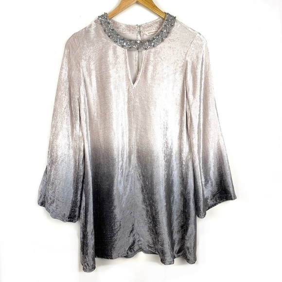 Soft Surroundings Velvet Blouse Tunic Top Ombree Tan Gray Women’s Size XS/S - Picture 8 of 8